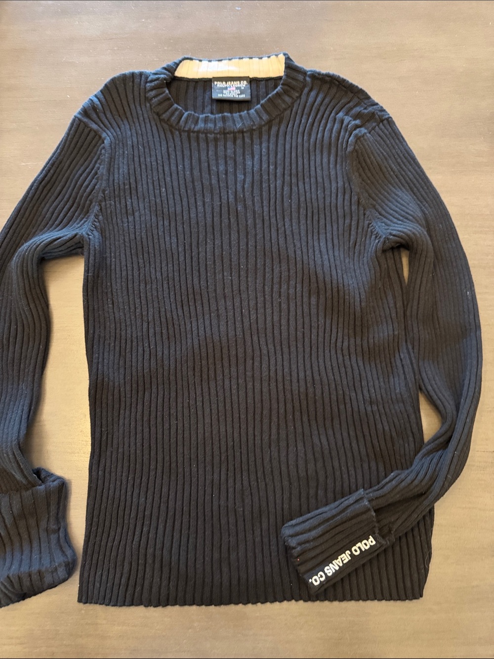 Polo by Ralph Lauren Black Ribbed Women's Crewneck Sweater